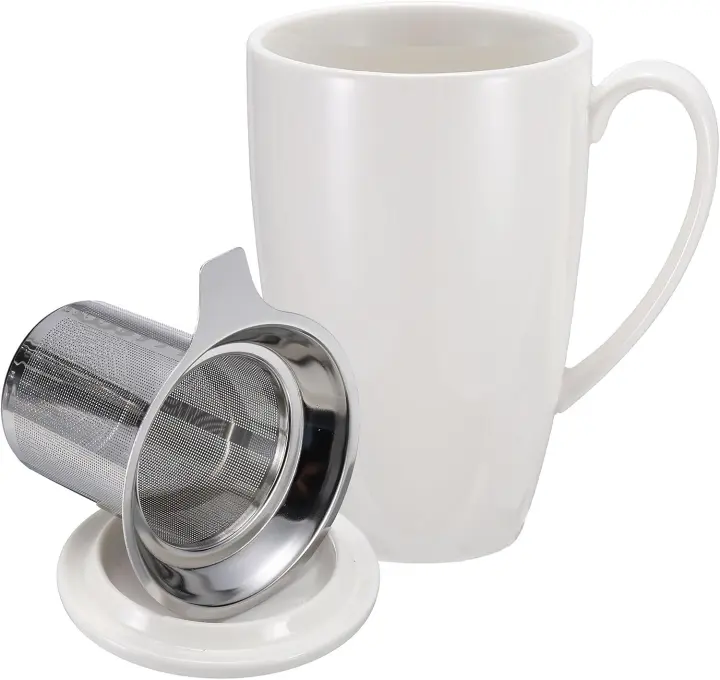 PATIKIL 15 oz Ceramic Tea Infuser Mug with Lid and Stainless Filter
